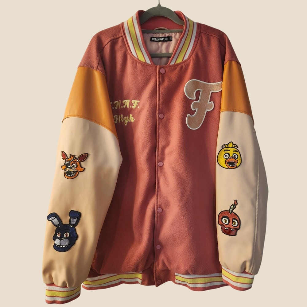 Rare TheoryWear Five Nights at Freddy's FNAF High Varsity Jacket Unisex 3XL